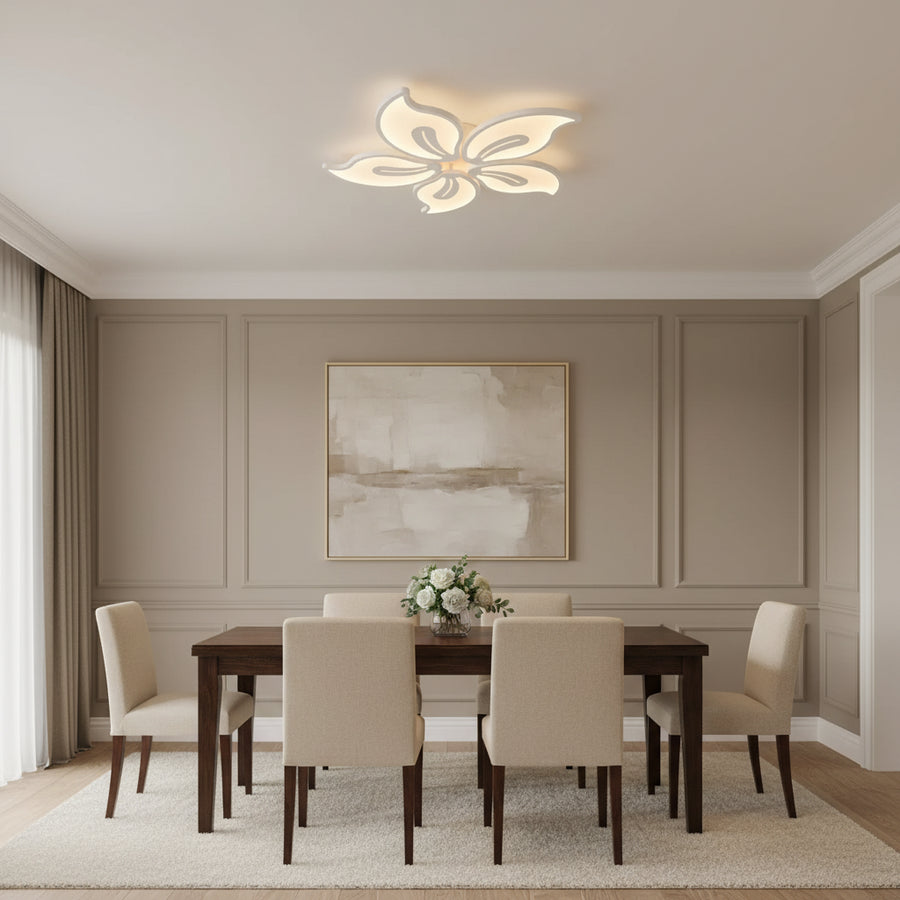 LED chandelier with remote control JASMINE 66W, 5 Petals, Cold/Warm/Neutral light, Dimmable, White LED chandelier with remote control Default Title Alessandro Design