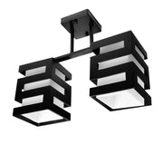 VANJA Wooden Chandelier with Square Shade 2 X Socket E27 White Black Classic Chandeliers Default Title Alessandro Design