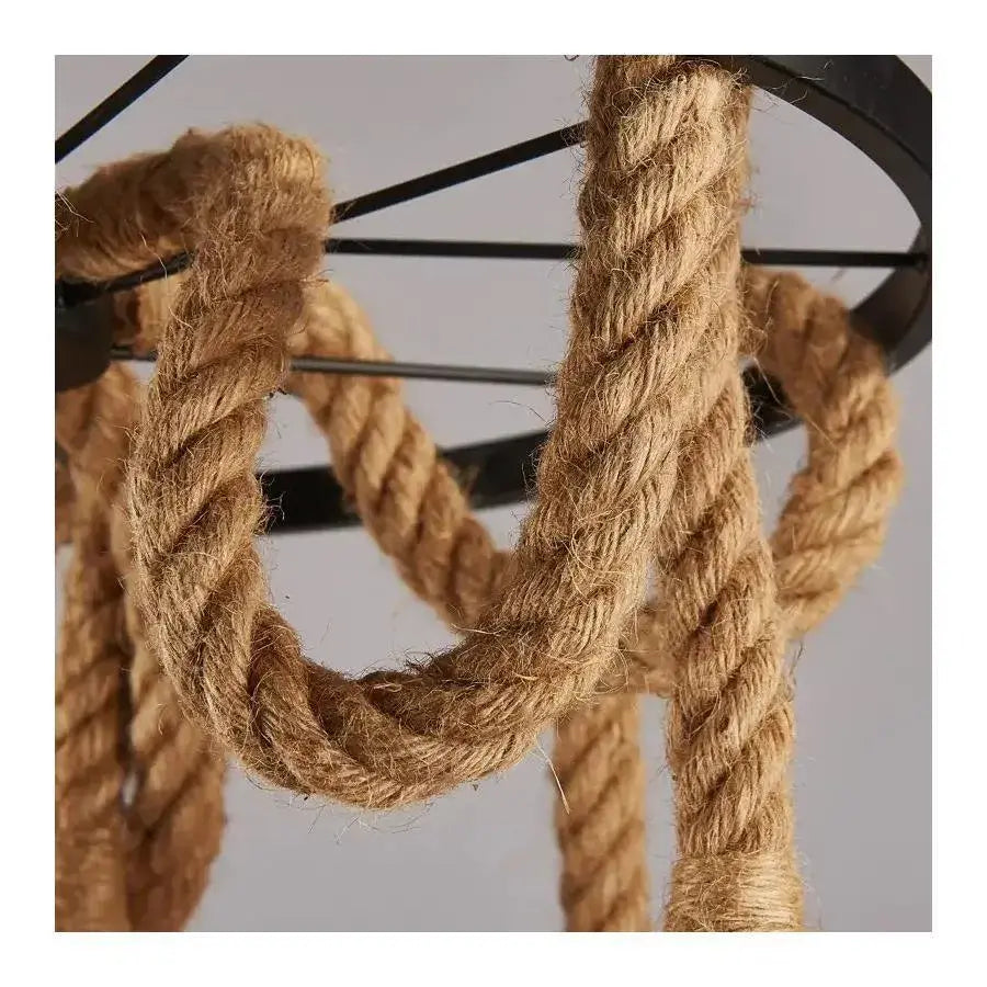 Wheel Chandelier, 3*E27, Brown, Metal and String Vintage Chandeliers Default Title Alessandro Design