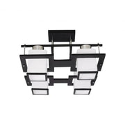 Aramis Classic Chandelier with Wood, Square Shade, 4 X E27 Socket, White / Black Classic Chandeliers Default Title Alessandro Design