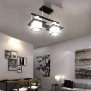 Aramis Classic Chandelier with Wood Square Shade 2X E27 Gray Black Classic Chandeliers Default Title Alessandro Design