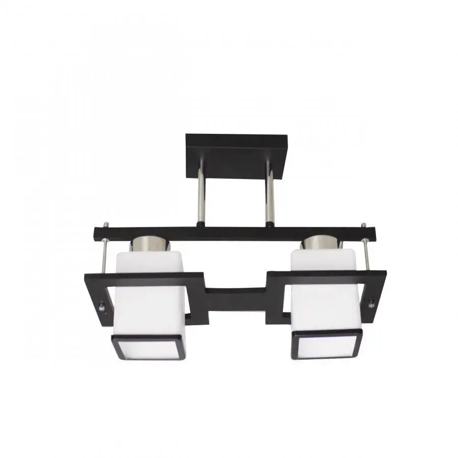 Aramis Classic Chandelier with Wood Square Shade 2X E27 Gray Black Classic Chandeliers Default Title Alessandro Design