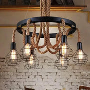 Andy Chandelier 6x E27 Metal and Brown Rope Vintage Chandeliers Default Title Alessandro Design