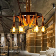 Andy Chandelier 6x E27 Metal and Brown Rope Vintage Chandeliers Default Title Alessandro Design