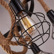 Andy Chandelier 6x E27 Metal and Brown Rope Vintage Chandeliers Default Title Alessandro Design