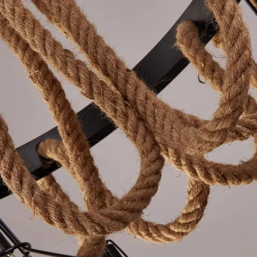Andy Chandelier 6x E27 Metal and Brown Rope Vintage Chandeliers Default Title Alessandro Design