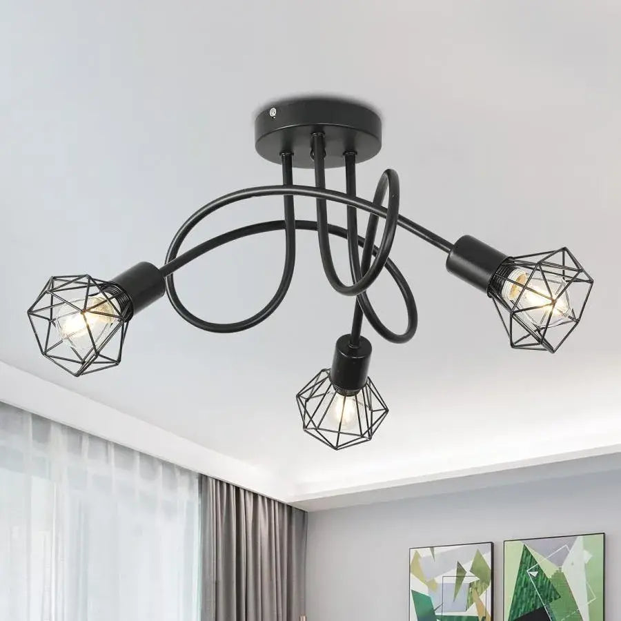Shion Chandelier 3xE27, Black, Metal, Diameter 50cm Industrial Chandeliers Default Title Alessandro Design