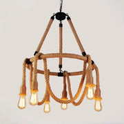 Rustic String Chandelier 6x E27 Circular Rope Suspended Vintage Chandeliers Default Title Alessandro Design