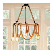 Rustic String Chandelier 6x E27 Circular Rope Suspended Vintage Chandeliers Default Title Alessandro Design