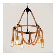 Rustic String Chandelier 6x E27 Circular Rope Suspended Vintage Chandeliers Default Title Alessandro Design