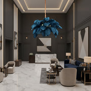 Minoss Chandelier, 8W, Cold Light 6000K, Feathers, 1xE27, Diameter 75cm, Black Modern Candelabra Default Title Alessandro Design