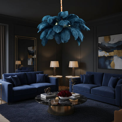 Minoss Chandelier, 8W, Cold Light 6000K, Feathers, 1xE27, Diameter 75cm, Black Modern Candelabra Default Title Alessandro Design