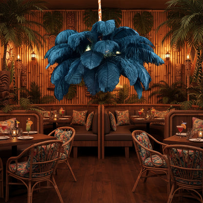 Minoss Chandelier, 8W, Cold Light 6000K, Feathers, 1xE27, Diameter 75cm, Black Modern Candelabra Default Title Alessandro Design