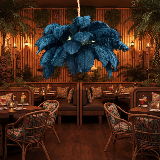 Minoss Chandelier, 8W, Cold Light 6000K, Feathers, 1xE27, Diameter 75cm, Black Modern Candelabra Default Title Alessandro Design