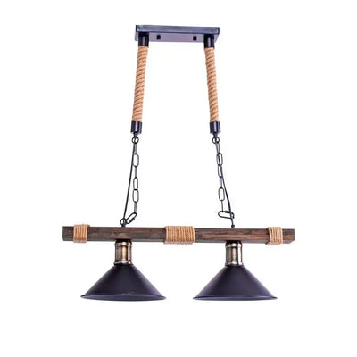 Traditional Chandelier, 2xE27, Brown, Metal and String