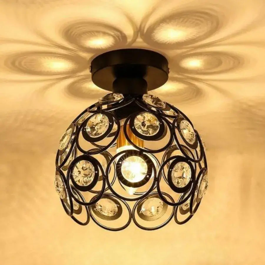Vera Chandelier, 1x E27, Diameter 18cm, Black, Metal and Crystal Classic Chandeliers Default Title Alessandro Design