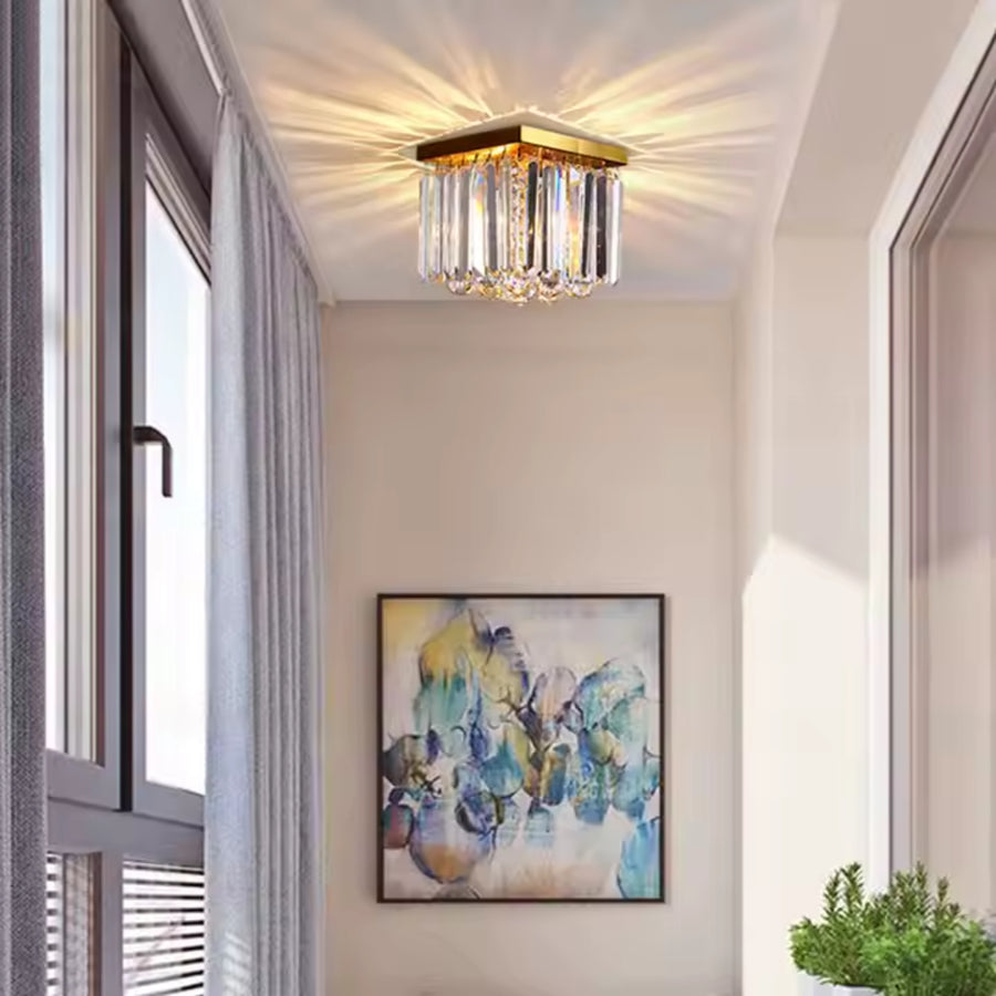 Crystal Chandelier MARTINEZ Linear Luxe, Diameter 35cm, 4x E14, Shiny Gold Modern Candelabra Default Title Alessandro Design