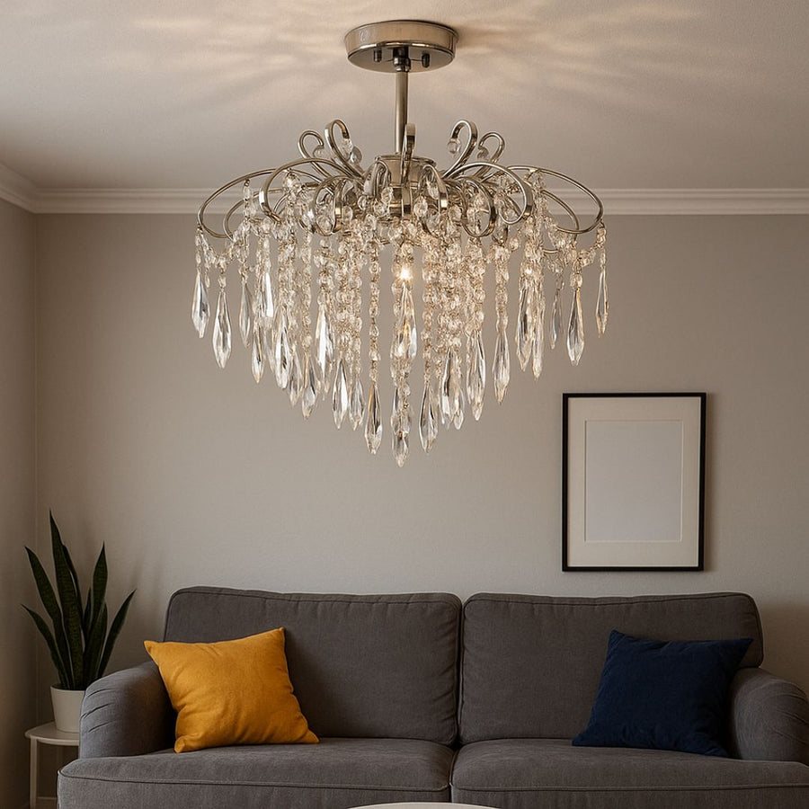 Crystal Chandelier EDINBURGH Eleganza, 5xE27, Diameter 47cm, Shiny Chrome Classic Chandeliers Default Title Alessandro Design