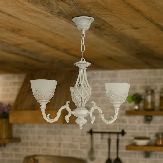 VINTAGE Chandelier, Pendant type, COTTAGE, Circular, 3xE27, Glass and Metal, White Classic Chandeliers Default Title Alessandro Design
