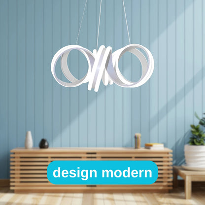 Suspended LED chandelier with remote control INFINITY TWIST 180W, Wavy, Cold/Warm/Neutral light, Dimmable, White, Height Adjustable Modern Chandeliers Default Title Alessandro Design