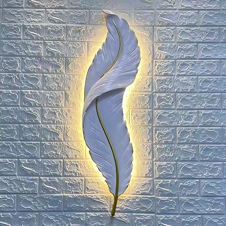 LED Wall Light, Decorative Feather 85CM 31W Cold/Warm/Neutral Light White Gold Indoor Wall Lights Default Title Alessandro Design