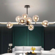Jermija Chandelier with Lampshade, 8x E27, Black Gold Lighting Fixtures Default Title Alessandro Design