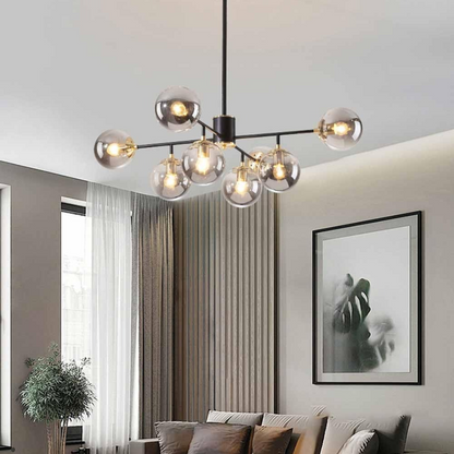 Jermija Chandelier with Lampshade, 8x E27, Black Gold Lighting Fixtures Default Title Alessandro Design
