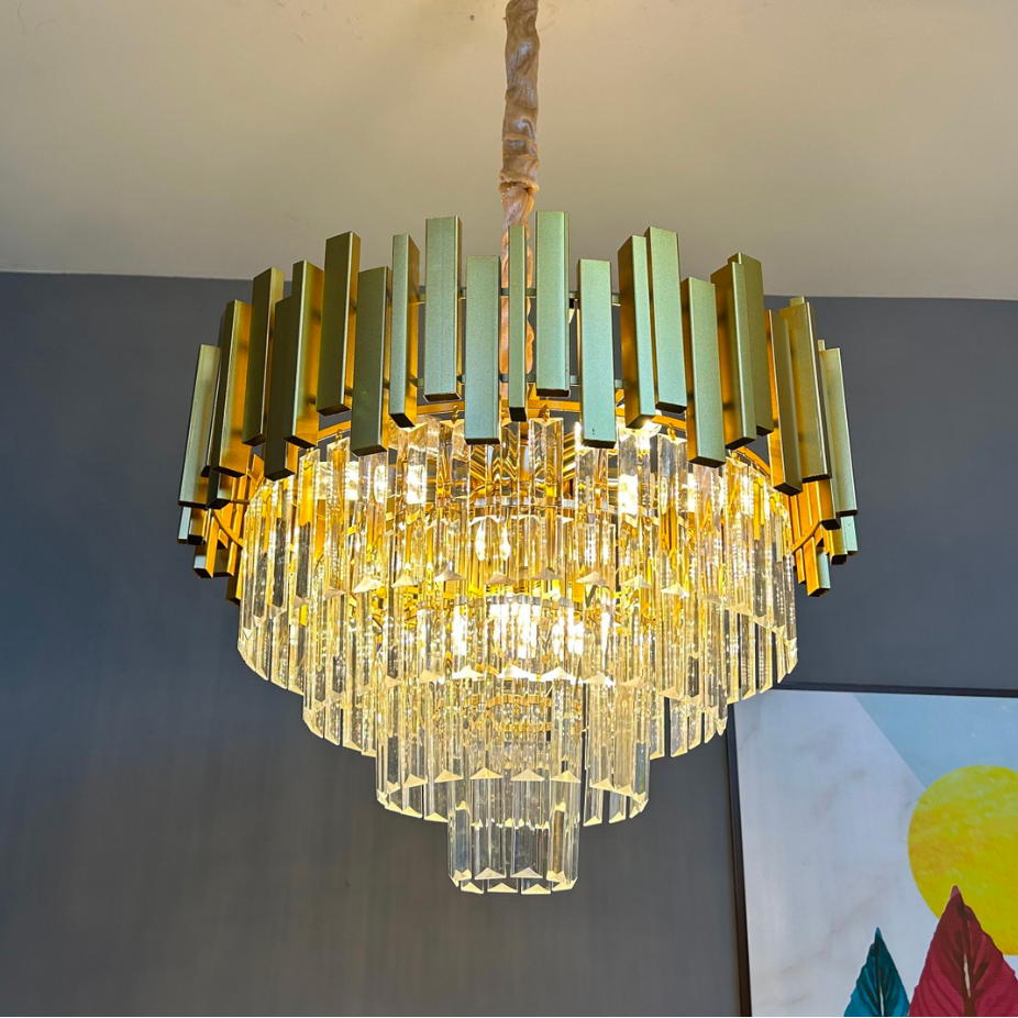 BLOIS Eleganza Crystal Chandelier, Diameter 50cm, 8x E14, Shiny Gold, Adjustable Height Crystal Chandeliers Default Title Alessandro Design