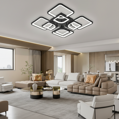Lustra LED cu telecomanda ZOE, 8 Patrate, 138W, Lumina Rece/Calda/Neutra, Dimabila, Negru Lustre LED cu Telecomanda Default Title Alessandro Design
