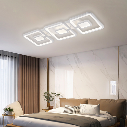 LED Chandelier with Remote Control FELIX 87W, 3 Squares, Cold/Warm/Neutral Light, Dimmable, White LED Chandeliers with Remote Control Default Title Alessandro Design