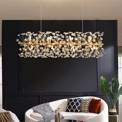 Crystal Chandelier MINUET 9x G9, Length 70cm, Shiny Gold, Adjustable Height Crystal Chandeliers Default Title Alessandro Design