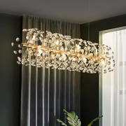 Crystal Chandelier MINUET 9x G9, Length 70cm, Shiny Gold, Adjustable Height Crystal Chandeliers Default Title Alessandro Design