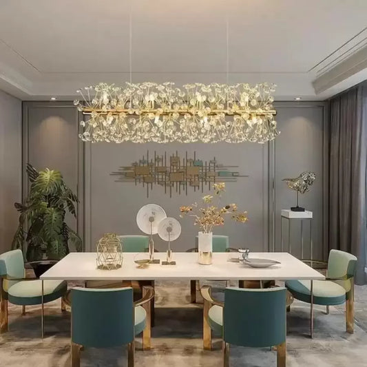 Crystal Chandelier MINUET 9x G9, Length 70cm, Shiny Gold, Adjustable Height Crystal Chandeliers Default Title Alessandro Design