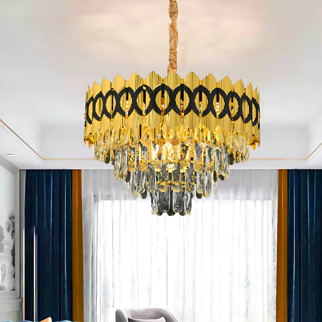 Crystal Chandelier PIERREFONDS Nobile 5xE14, Diameter 38.5cm, Shiny Gold, Adjustable Height Crystal Chandeliers Default Title Alessandro Design