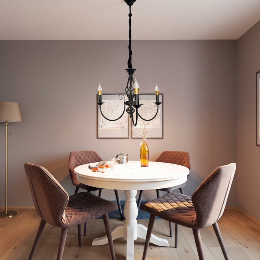 VINTAGE Chandelier, Pendant type, ANJOU, Circular, 3xE14, Metal, Black Vintage Chandeliers Default Title Alessandro Design