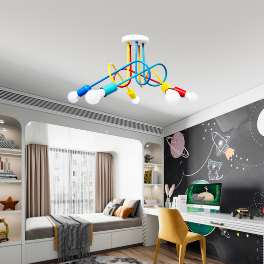MINIMALIST Chandelier, with Arms, ANGIOLO, Undulata, 5xE27, Multicolor Children's Chandeliers Default Title Alessandro Design