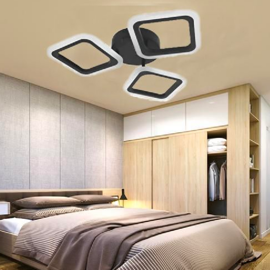 LED Chandelier PULSARIS 40W, 3 Squares, Cold/Warm/Neutral light, Black LED Chandeliers Default Title Alessandro Design
