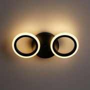 LARGE LED Chandelier 28W, 2 Circles, Cold/Warm/Neutral light, Black