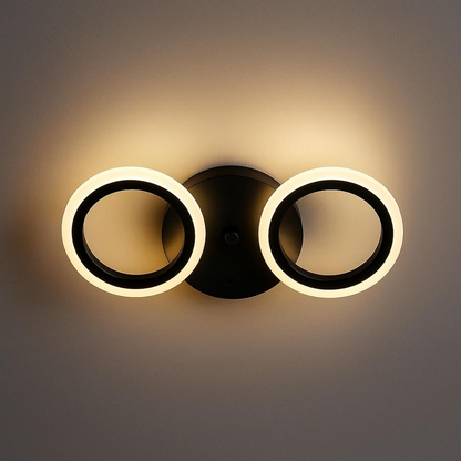 LARGE LED Chandelier 28W, 2 Circles, Cold/Warm/Neutral light, Black