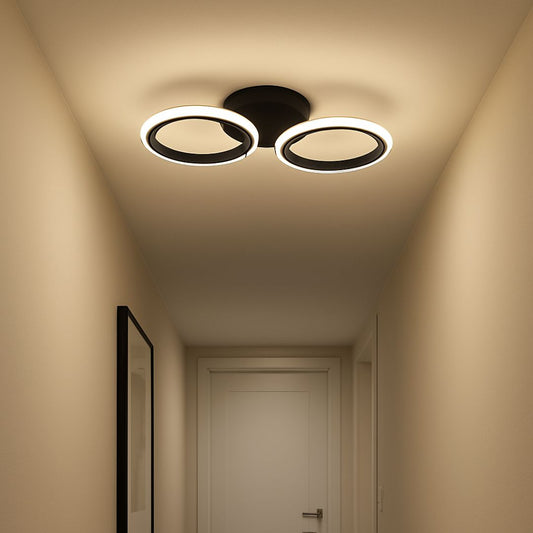 LARGE LED Chandelier 28W, 2 Circles, Cold/Warm/Neutral light, Black