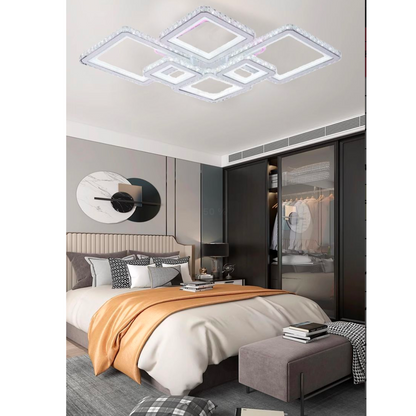 LED chandelier with remote control and crystal QUADRIS RGB 175W, 6 Squares, Cold/Warm/Neutral Light, Dimmable, White LED Chandeliers with Remote Control Default Title Alessandro Design