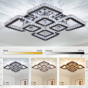 LED chandelier with remote control and crystal QUADRIA SUPREMO RGB 168W, 8 Squares, Cold/Warm/Neutral light, Dimmable, Shiny Chrome LED Chandeliers with Remote Control Default Title Alessandro Design