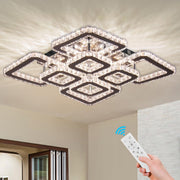 LED chandelier with remote control and crystal QUADRIA SUPREMO RGB 168W, 8 Squares, Cold/Warm/Neutral light, Dimmable, Shiny Chrome LED Chandeliers with Remote Control Default Title Alessandro Design