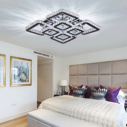 LED chandelier with remote control and crystal QUADRIA SUPREMO RGB 168W, 8 Squares, Cold/Warm/Neutral light, Dimmable, Shiny Chrome LED Chandeliers with Remote Control Default Title Alessandro Design