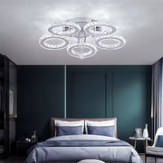 LED chandelier with remote control and crystal ALANUBIS 80W, 5 Circles, Cold/Warm/Neutral light, Dimmable, Shiny Chrome Crystal LED Chandeliers Default Title Alessandro Design