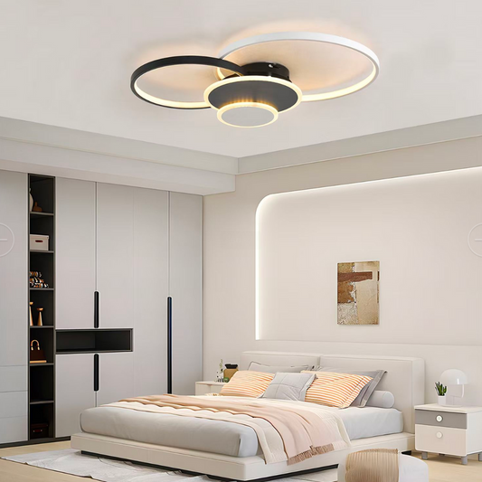 LED Chandelier with remote control KILLIAN 80W, 4 Circles, Cold/Warm/Neutral light, Dimmable, Black White LED Chandeliers with Remote Control Default Title Alessandro Design
