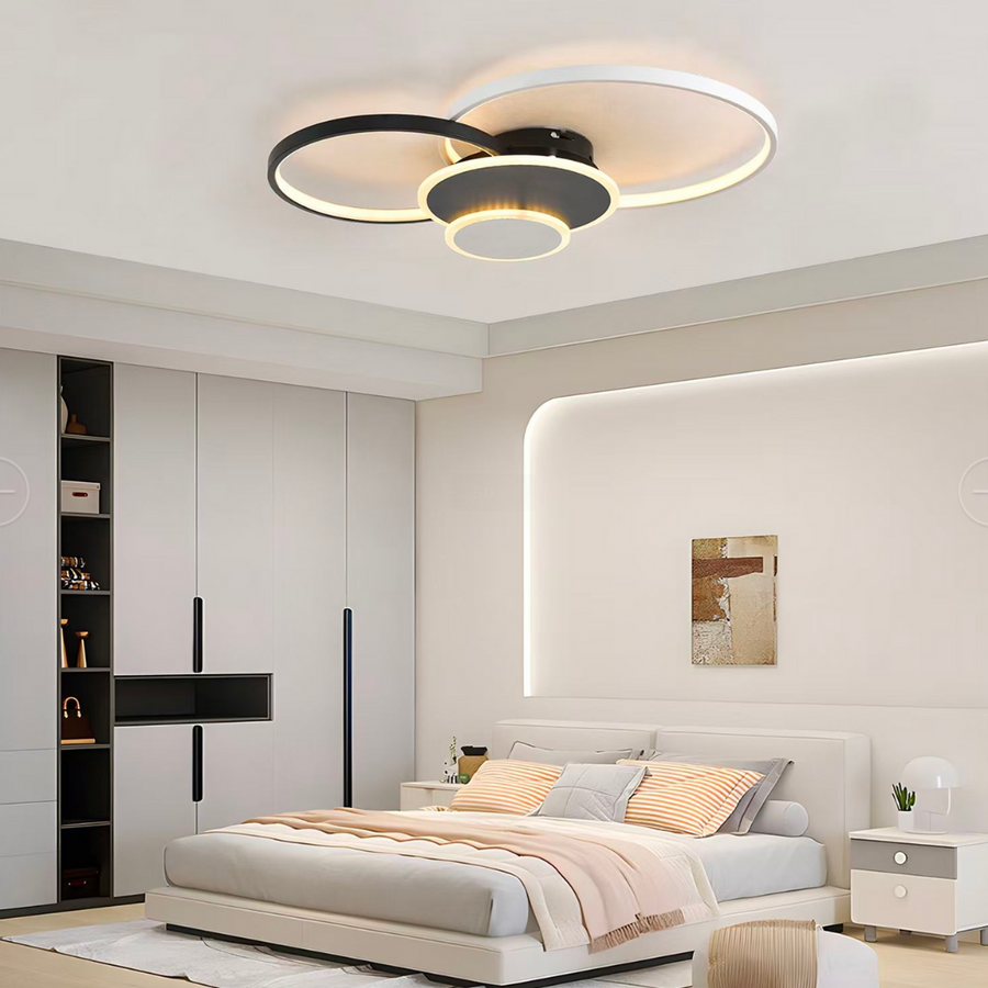 LED Chandelier with remote control KILLIAN 80W, 4 Circles, Cold/Warm/Neutral light, Dimmable, Black White LED Chandeliers with Remote Control Default Title Alessandro Design