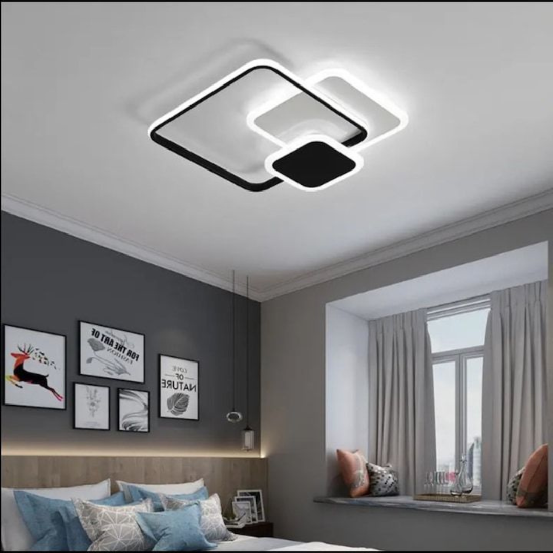 Lustra LED cu telecomanda ANEMONA 71W, 3 Patrate, lumina Rece/Calda/Neutra, Dimabila, Negru Lustre LED cu Telecomanda Default Title Alessandro Design