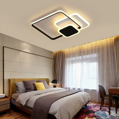 LED chandelier with remote control ANEMONA 71W, 3 Squares, Cold/Warm/Neutral light, Dimmable, Black