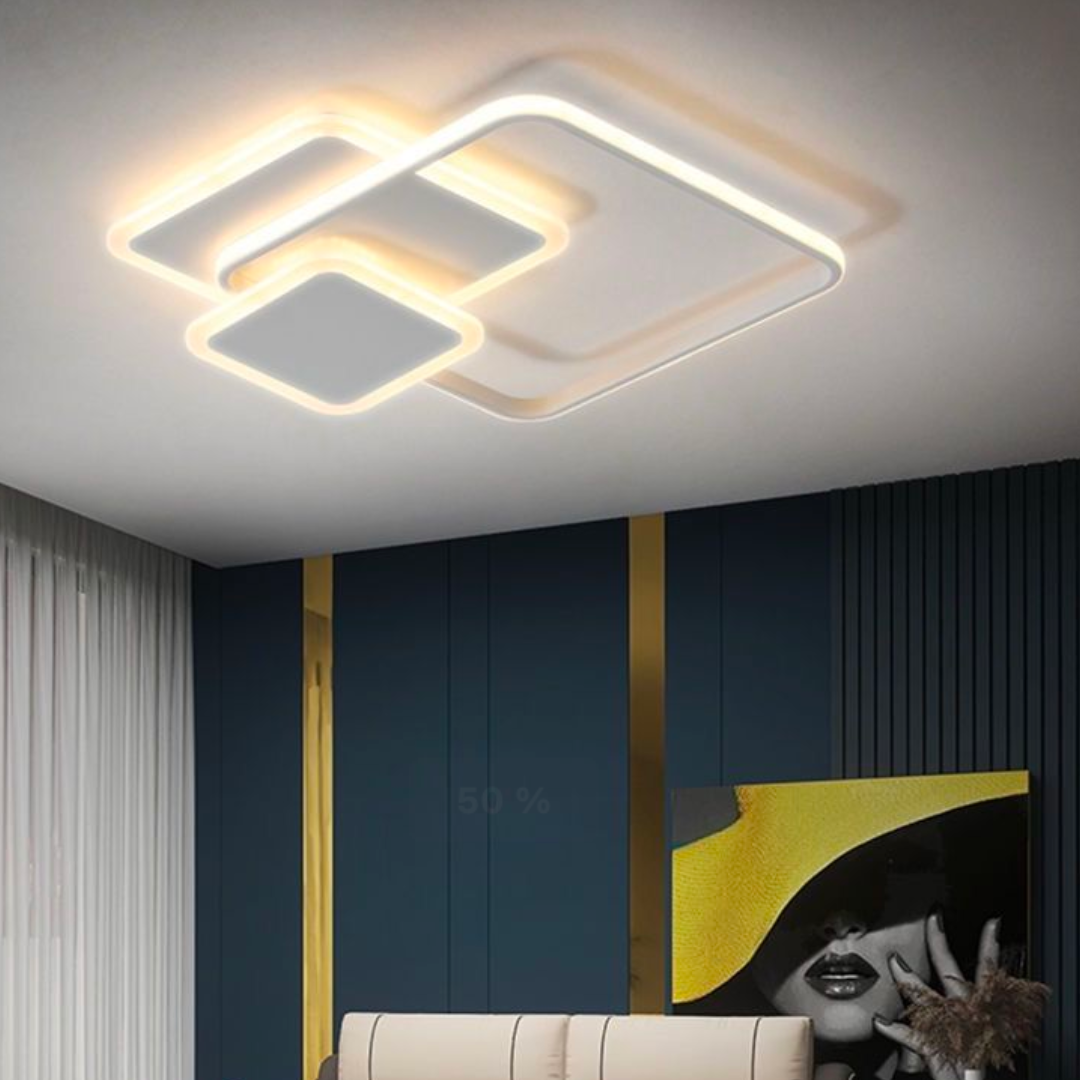 LED chandelier with remote control ANEMONA 75W, 3 Squares, Cold/Warm/Neutral light, Dimmable, White LED chandelier with remote control Default Title Alessandro Design